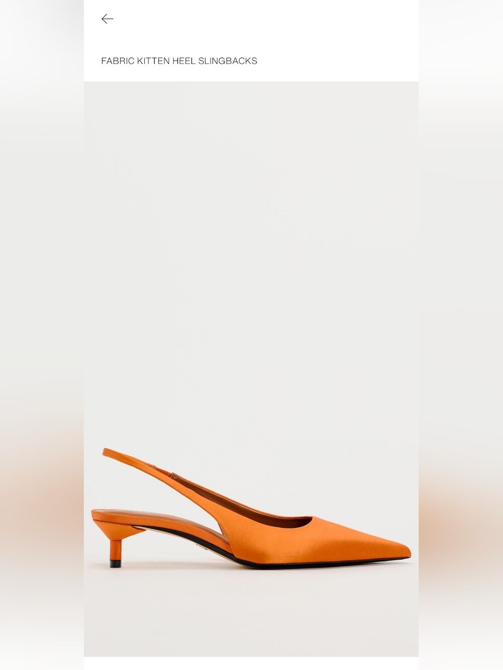 Zara Orange Satin Slingback Kitten Heels Dize 41/US 10